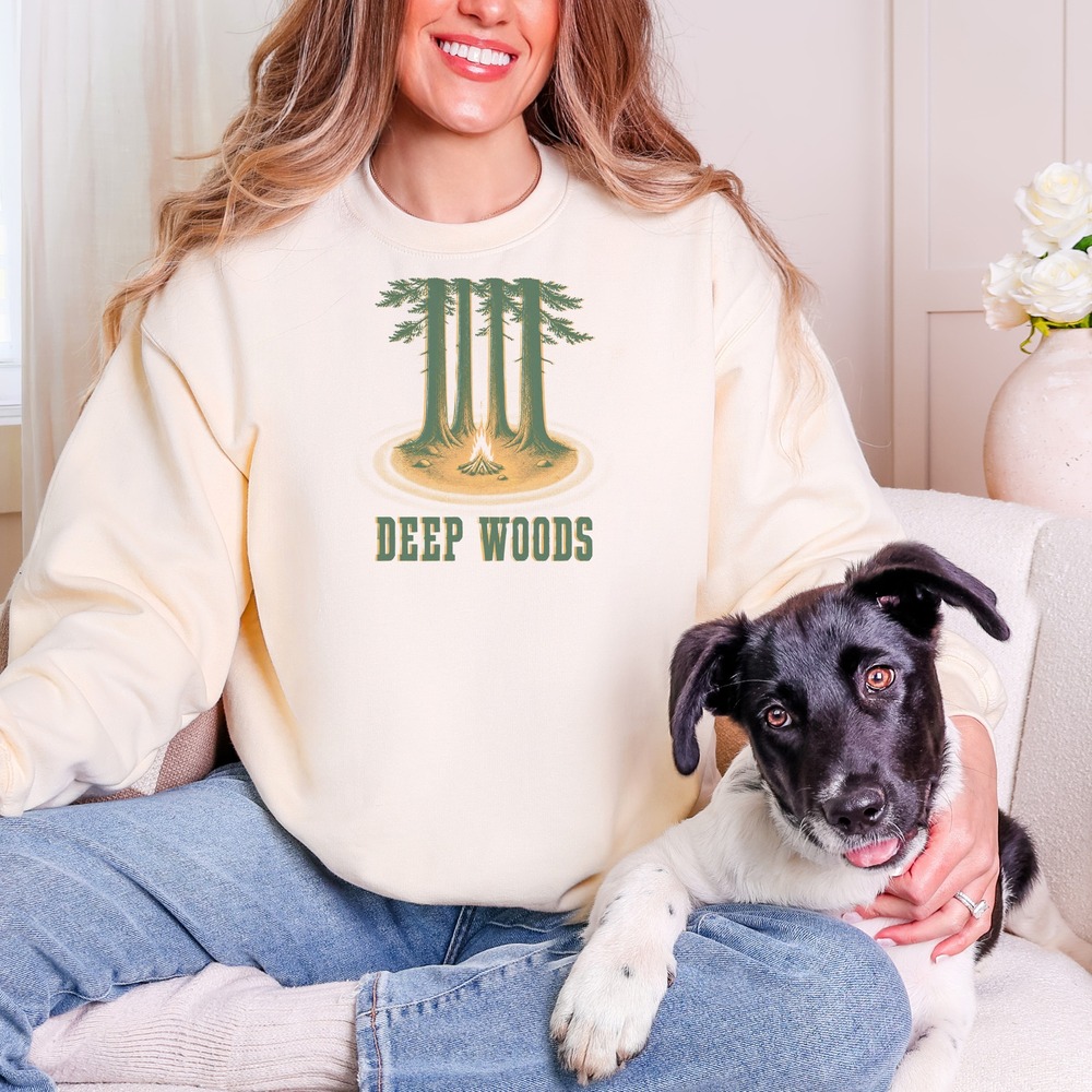 Deep Woods Campfire Burning Between Pine Trees Sweatshirt